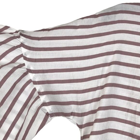 NWT Express Tie Back Top Short Bell Sleeve Pink White Stripe Lightweight Boxy XS - Picture 4 of 10